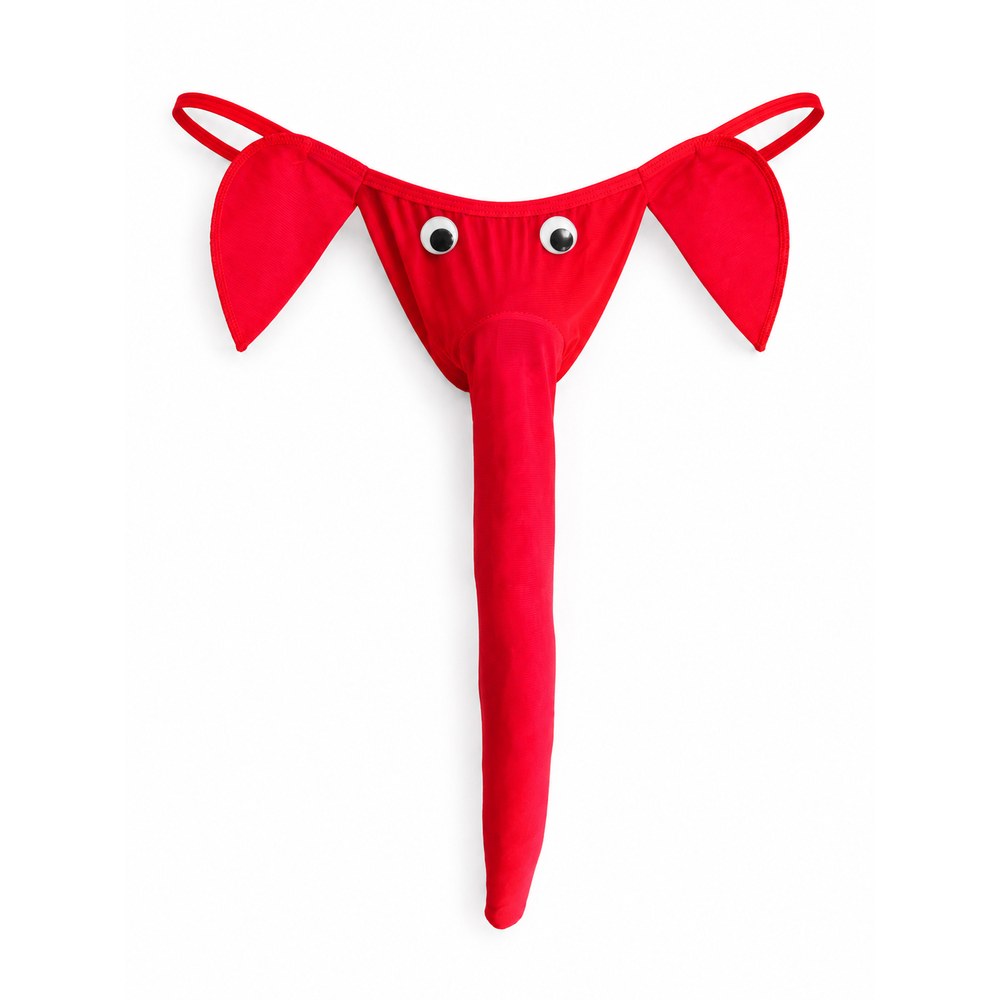 Red novelty elephant underwear gag gift, 16 inches long