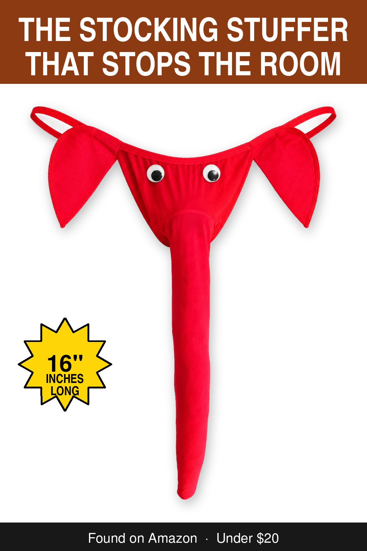 The Stocking Stuffer That Stops the Room - novelty elephant underwear gag gift, 16 inches long