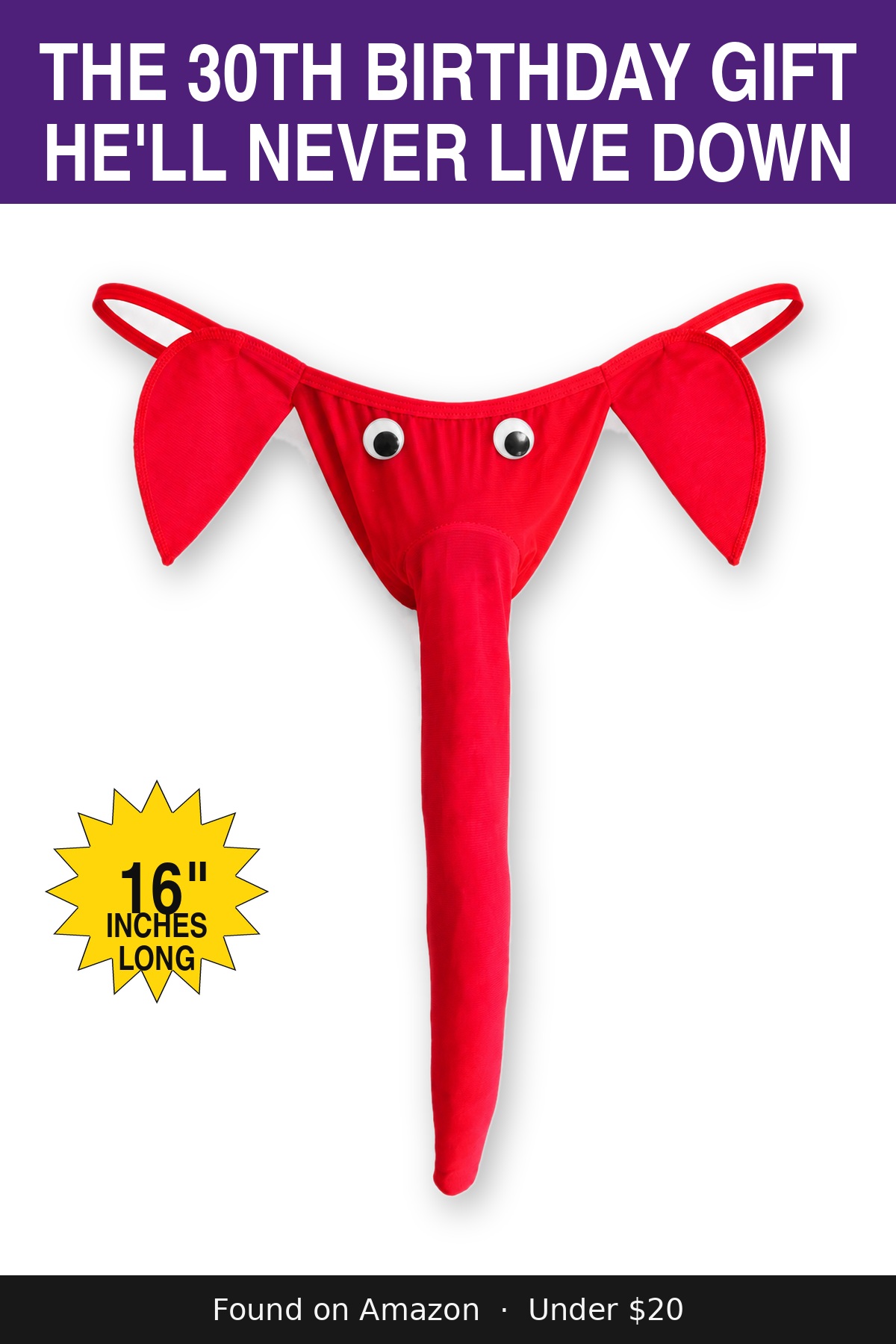 Turning 30 Just Got a Lot Worse - novelty elephant underwear gag gift, 16 inches long