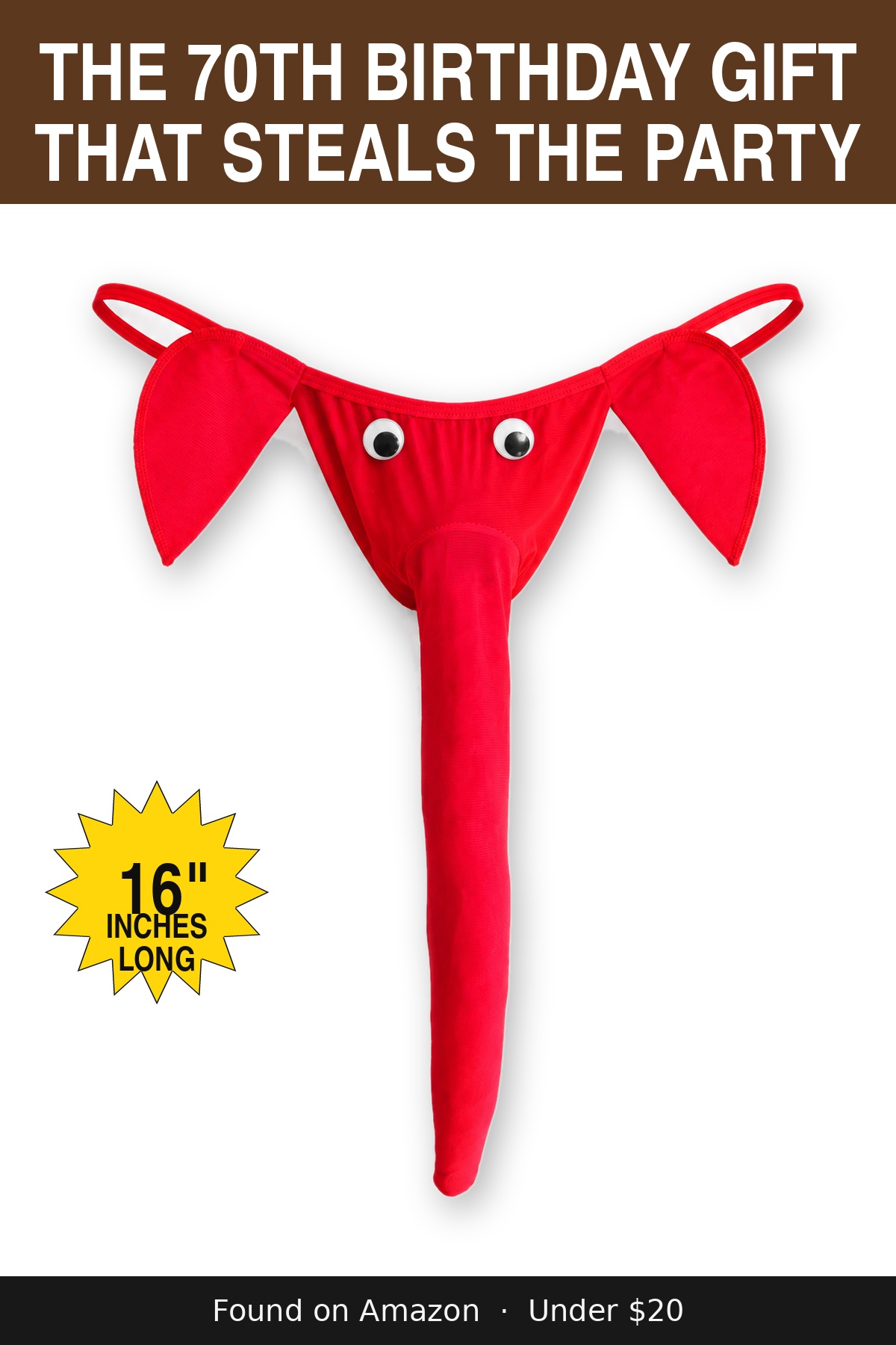 The 70th Birthday Gift That Steals the Party - novelty elephant underwear gag gift, 16 inches long