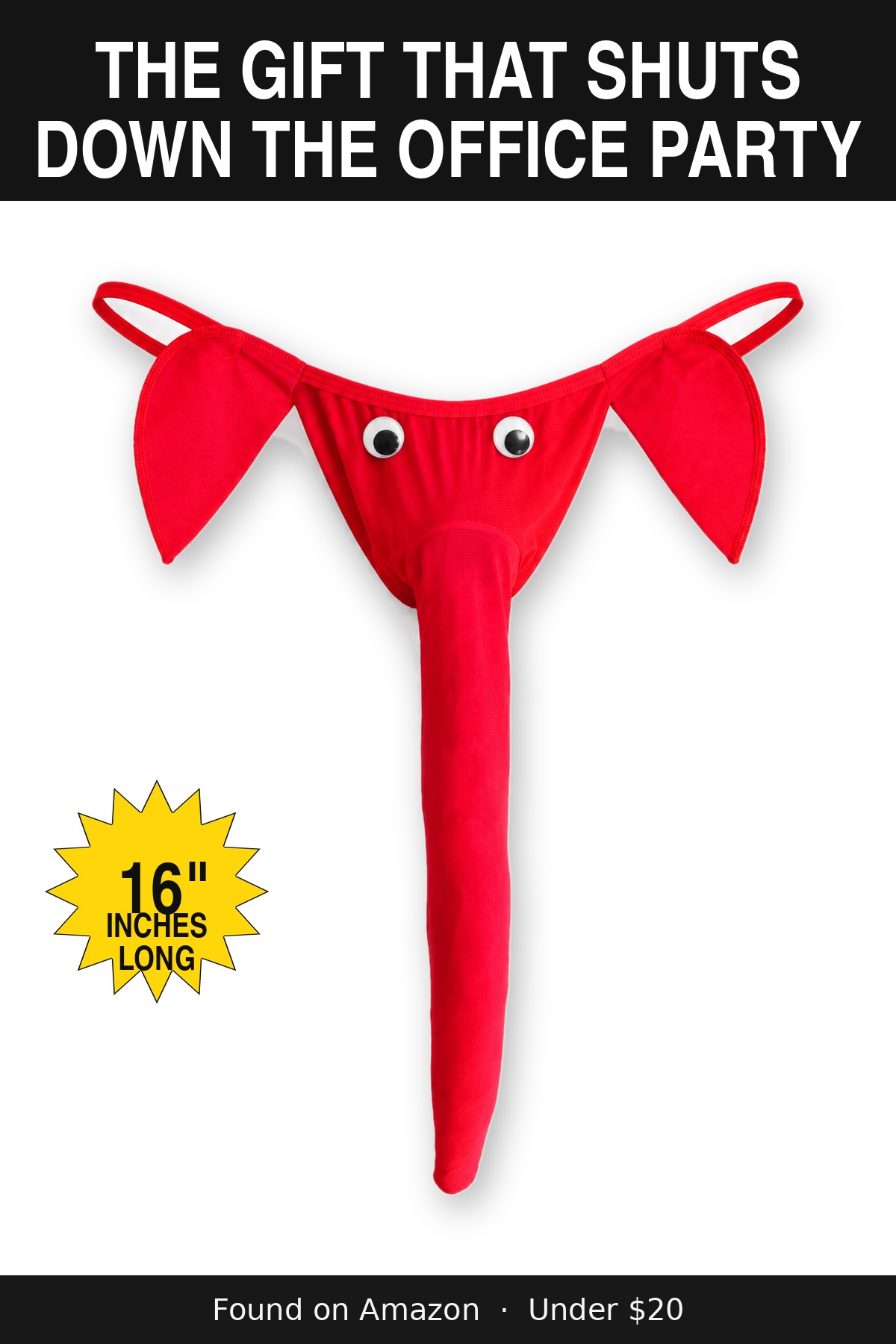 The Gift That Shuts Down the Office Party - novelty elephant underwear gag gift, 16 inches long