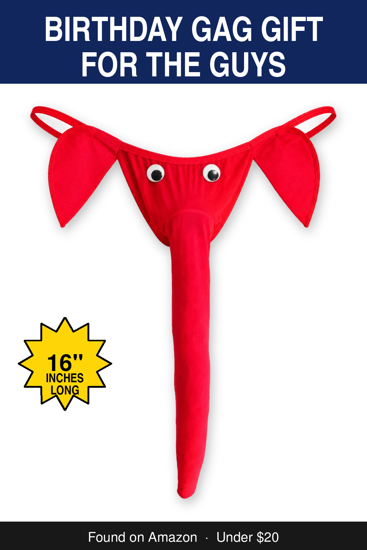 Birthday Gag Gift for the Guys - novelty elephant underwear gag gift, 16 inches long
