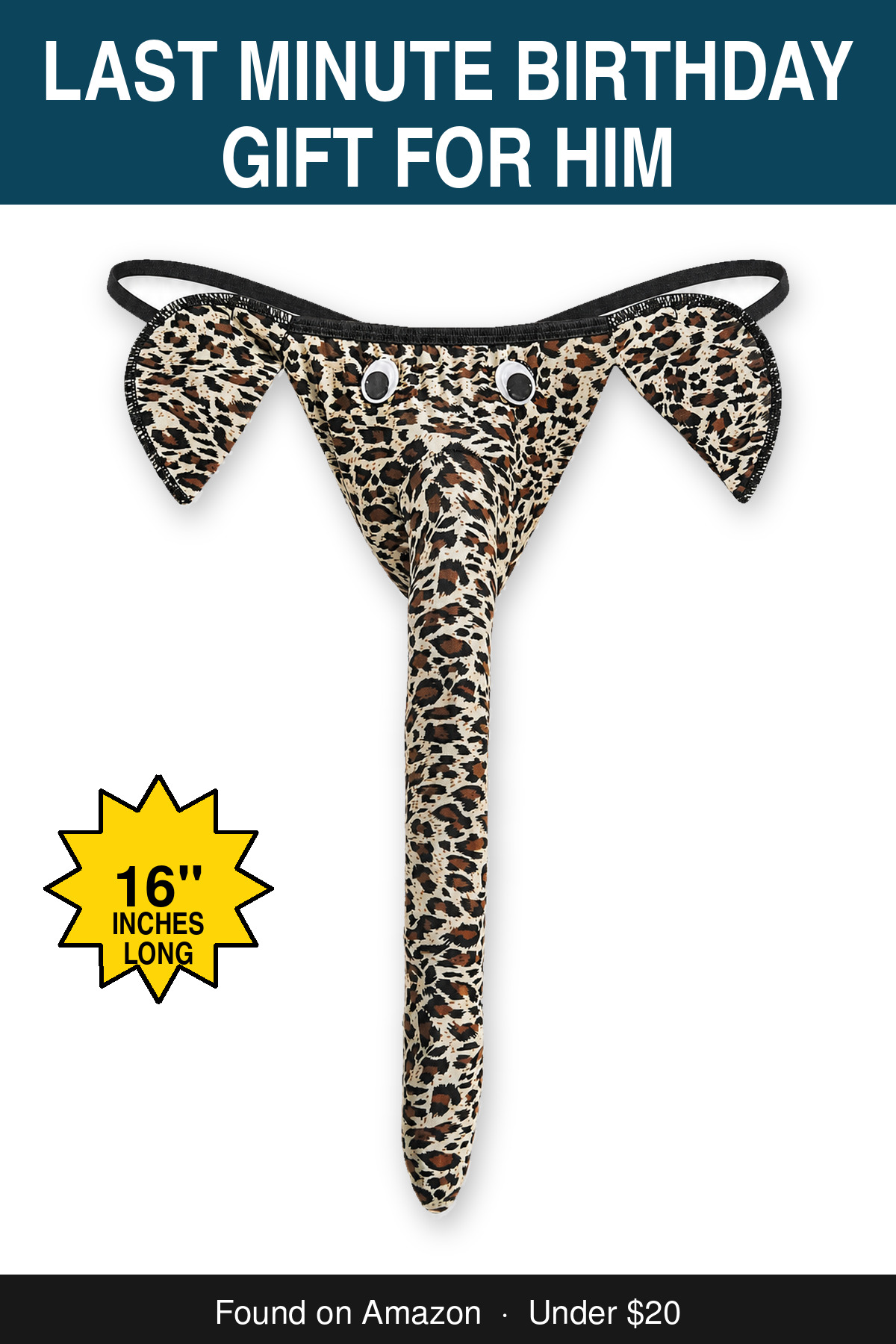 Last Minute Birthday Gift for Him - novelty elephant underwear gag gift, 16 inches long