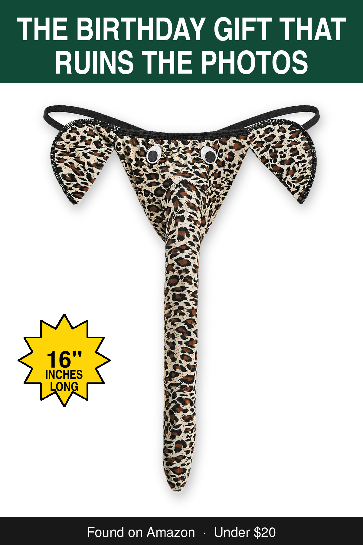 The Birthday Gift That Ruins the Photos - novelty elephant underwear gag gift, 16 inches long