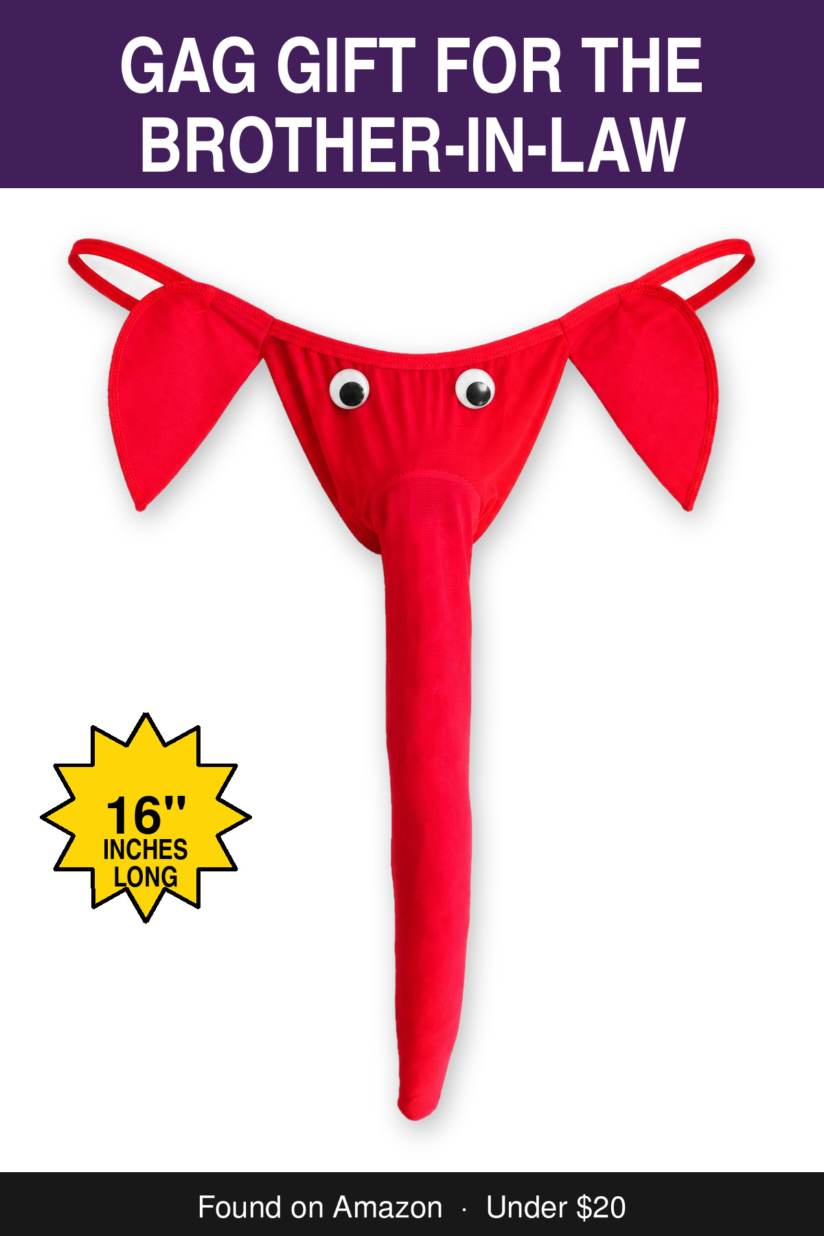Gag Gift for the Brother-in-Law - novelty elephant underwear gag gift, 16 inches long