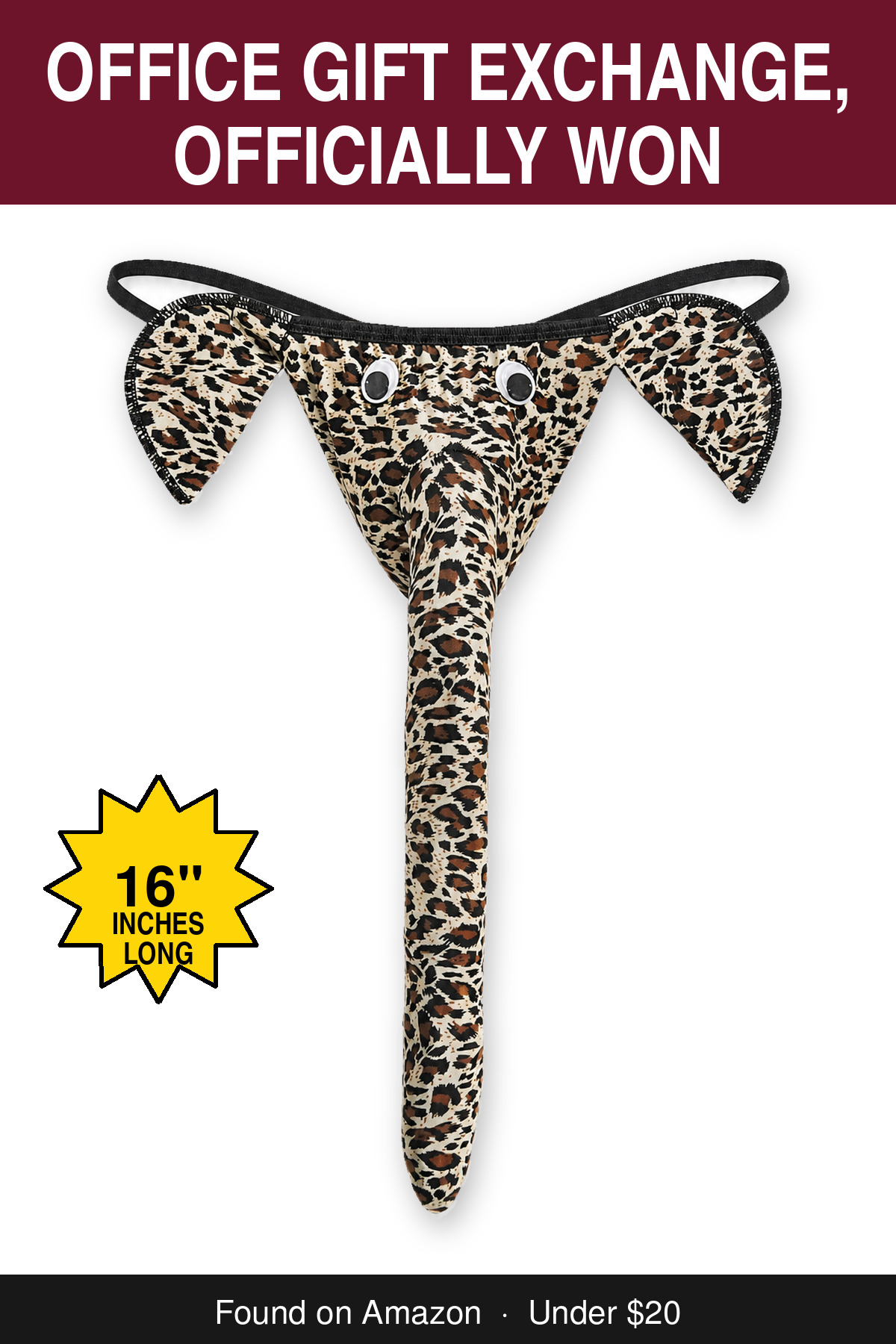 Office Gift Exchange, Officially Won - novelty elephant underwear gag gift, 16 inches long