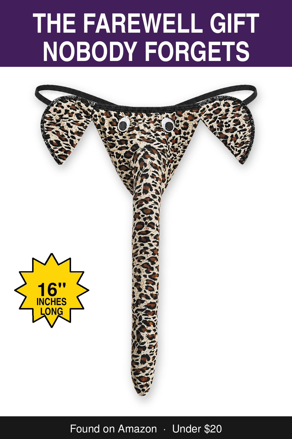 The Farewell Gift Nobody Forgets - novelty elephant underwear gag gift, 16 inches long