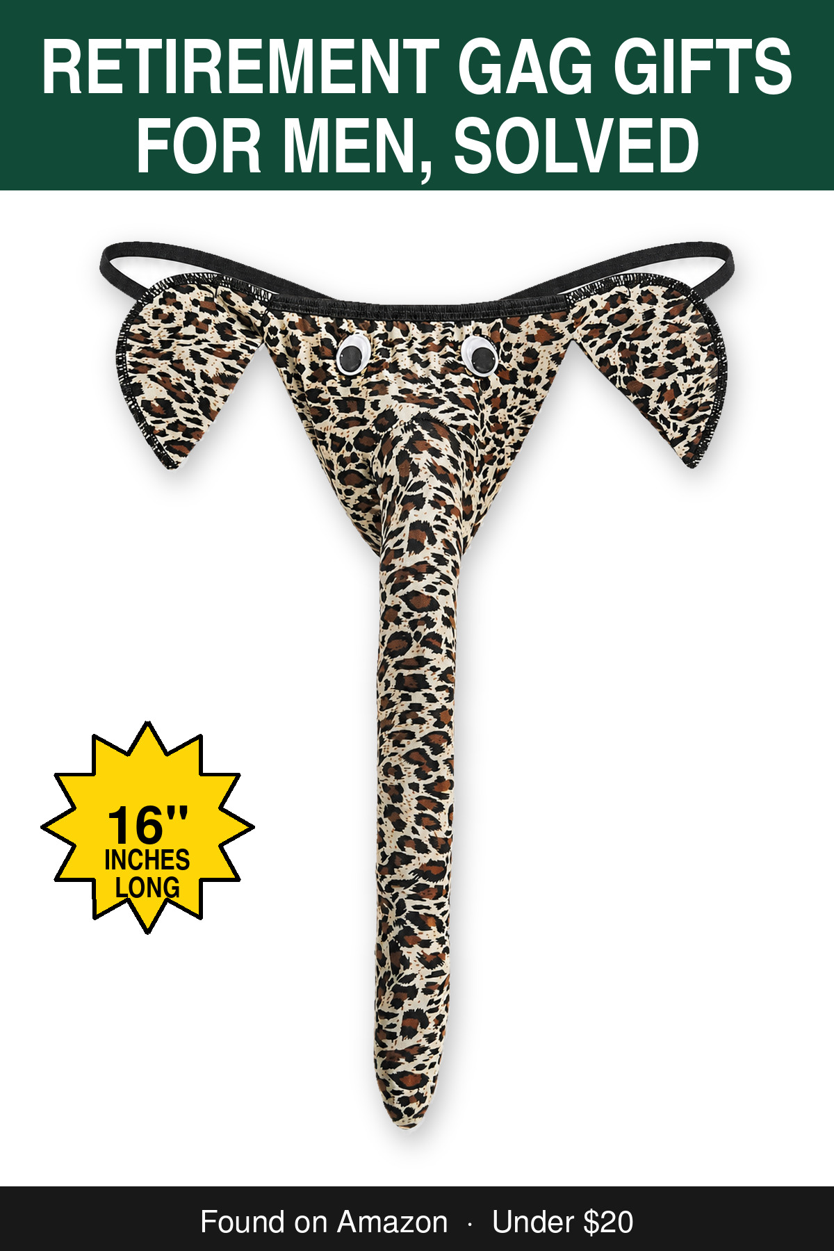 Retirement Gag Gifts for Men, Solved - novelty elephant underwear gag gift, 16 inches long