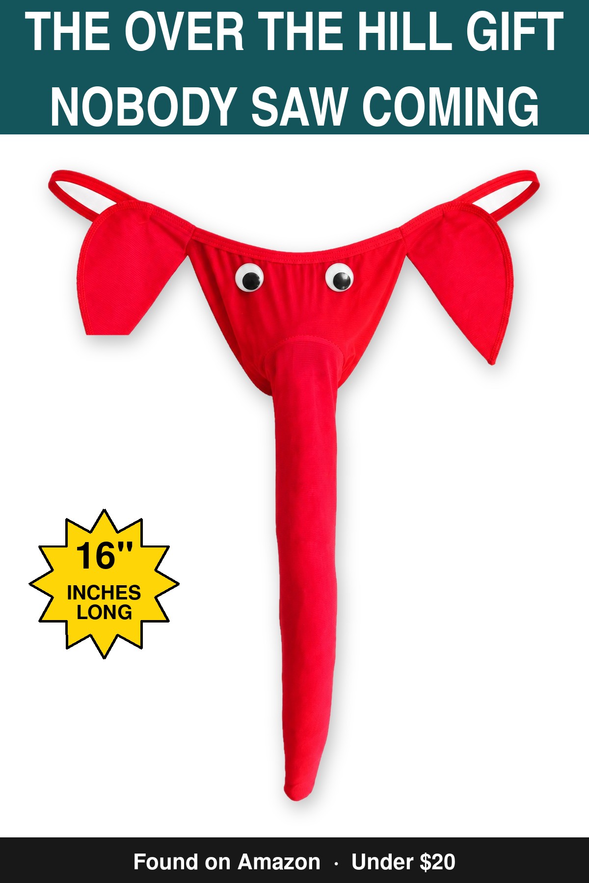 The Over The Hill Gift Nobody Saw Coming - novelty elephant underwear gag gift, 16 inches long