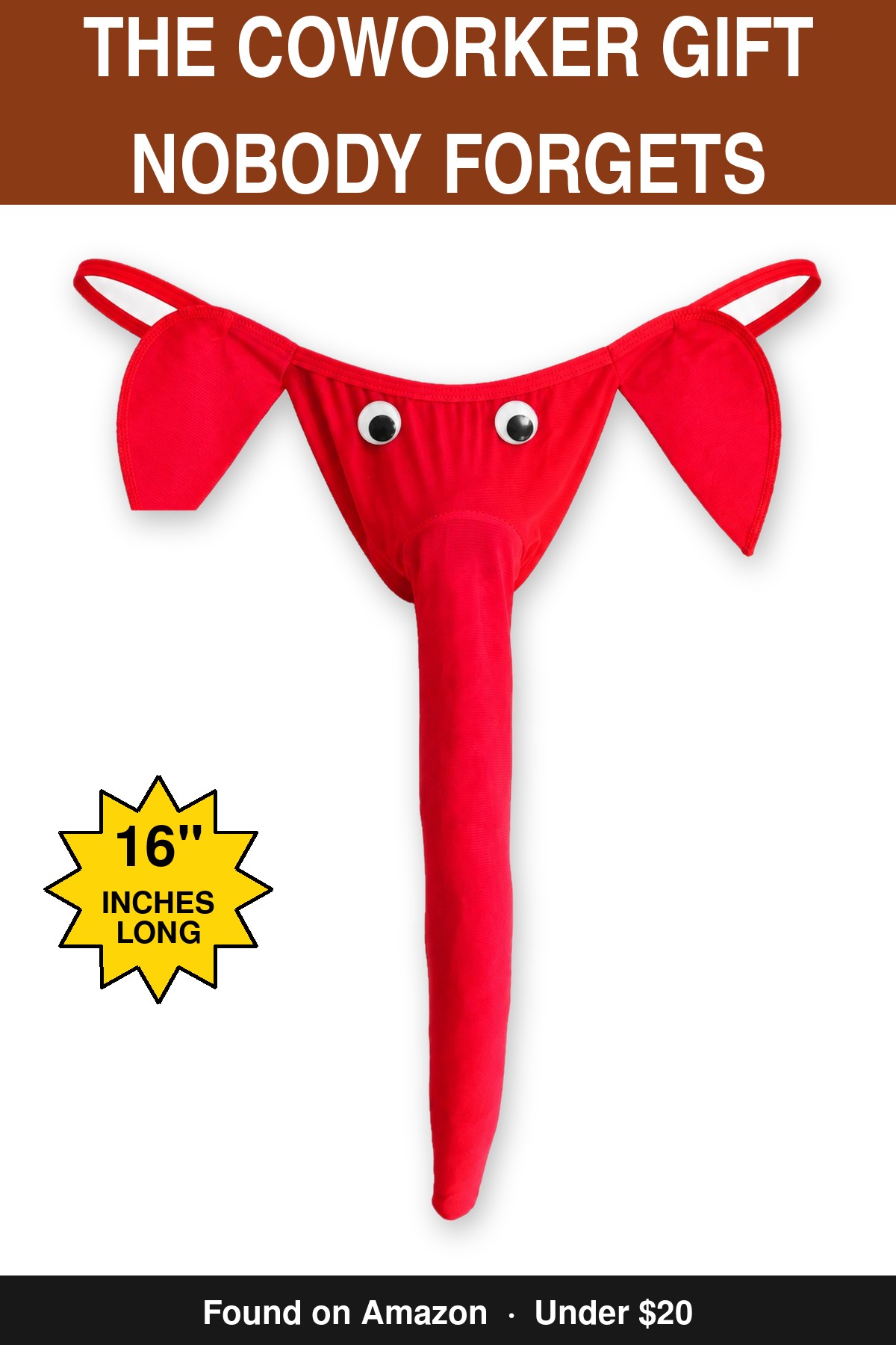 The Coworker Gift Nobody Forgets - novelty elephant underwear gag gift, 16 inches long