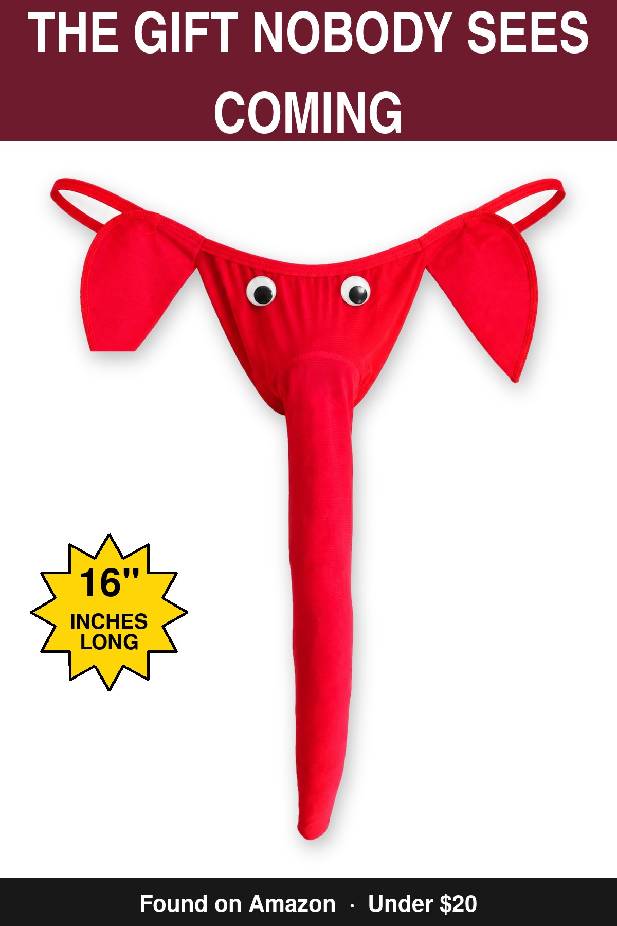 The Gift Nobody Sees Coming - novelty elephant underwear gag gift, 16 inches long