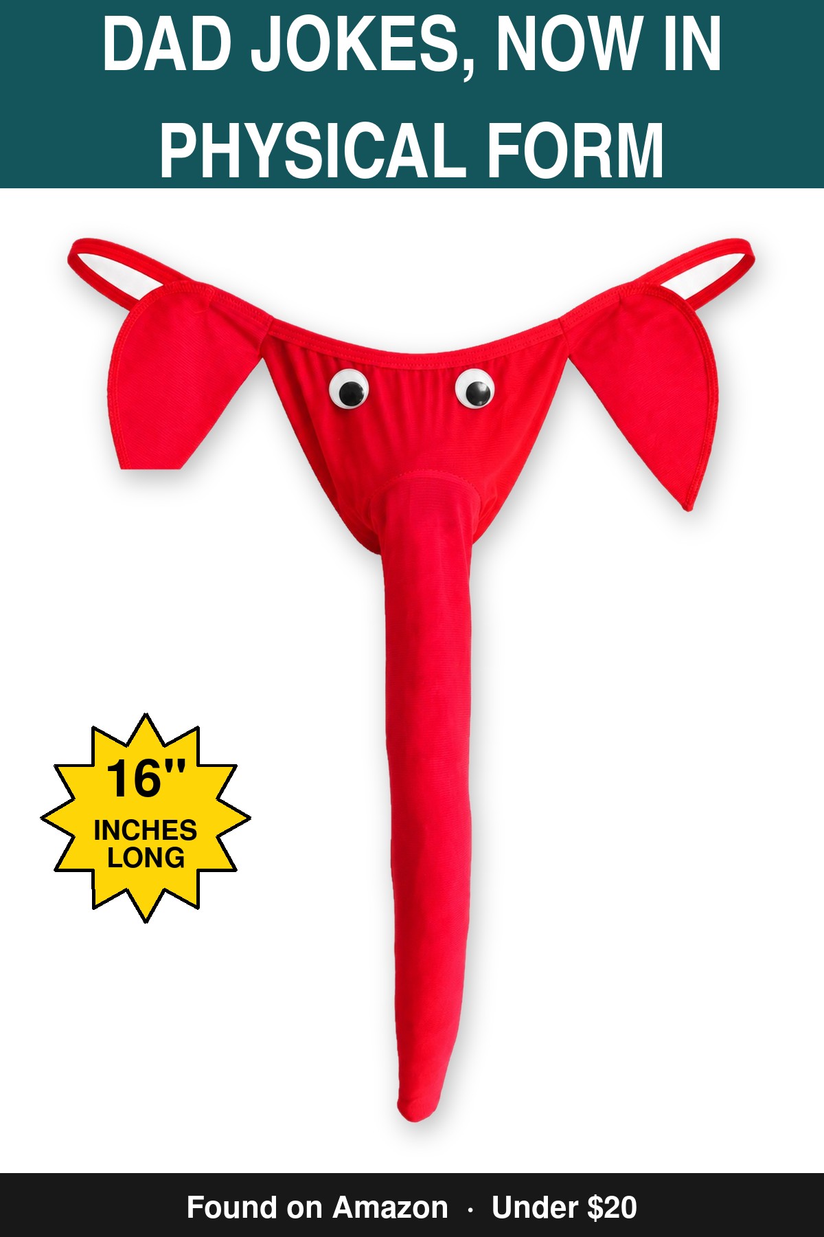 Dad Jokes, Now In Physical Form - novelty elephant underwear gag gift, 16 inches long