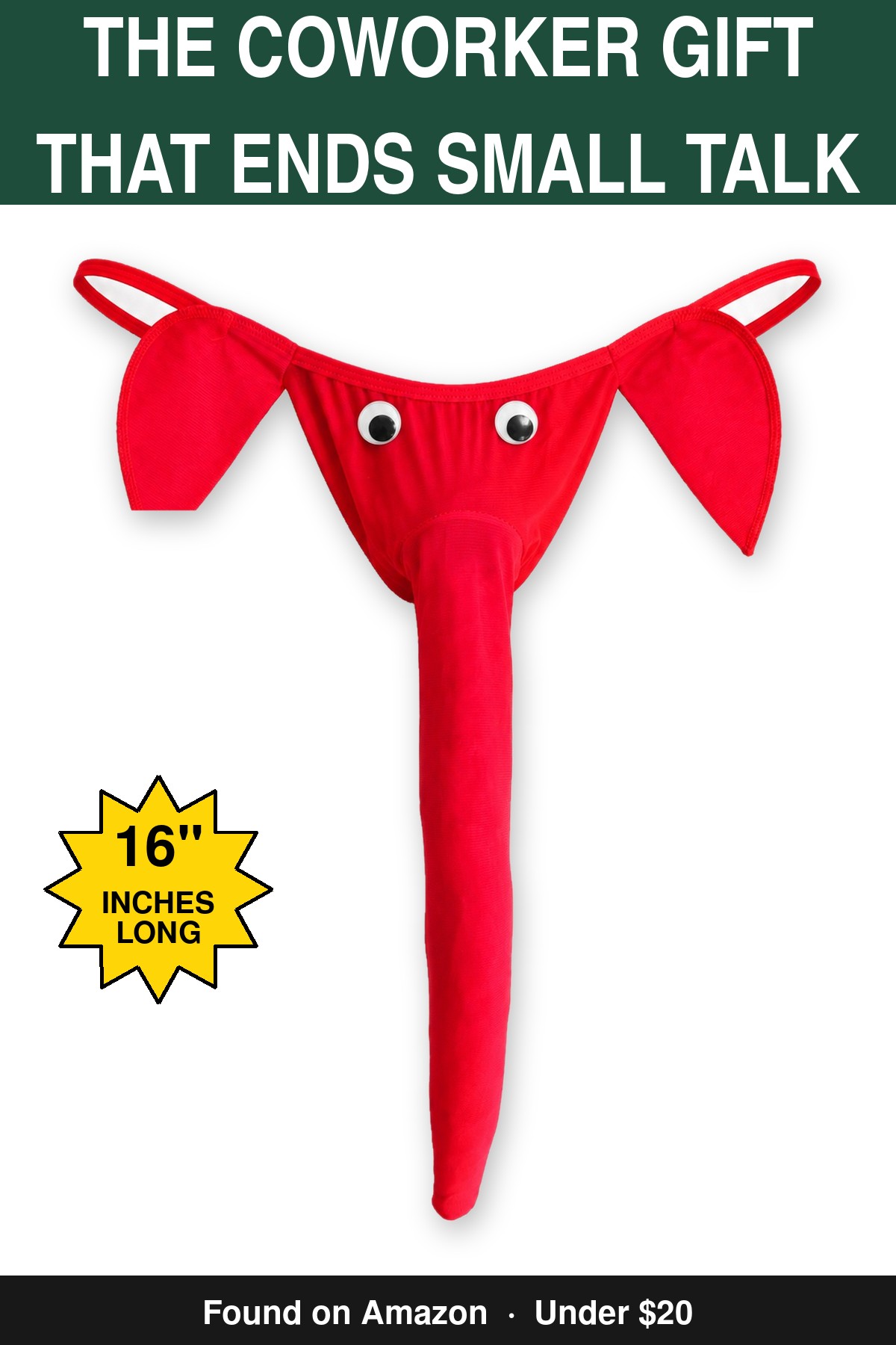 The Coworker Gift That Ends Small Talk - novelty elephant underwear gag gift, 16 inches long